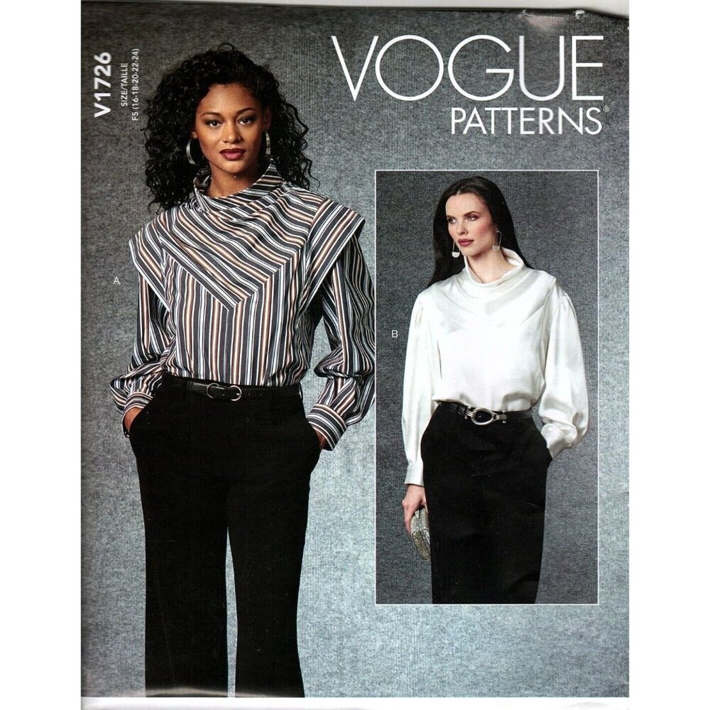 Vogue V1726 Misses 16 to 24 Cowl Neck Blouse Top Uncut Sewing Pattern
